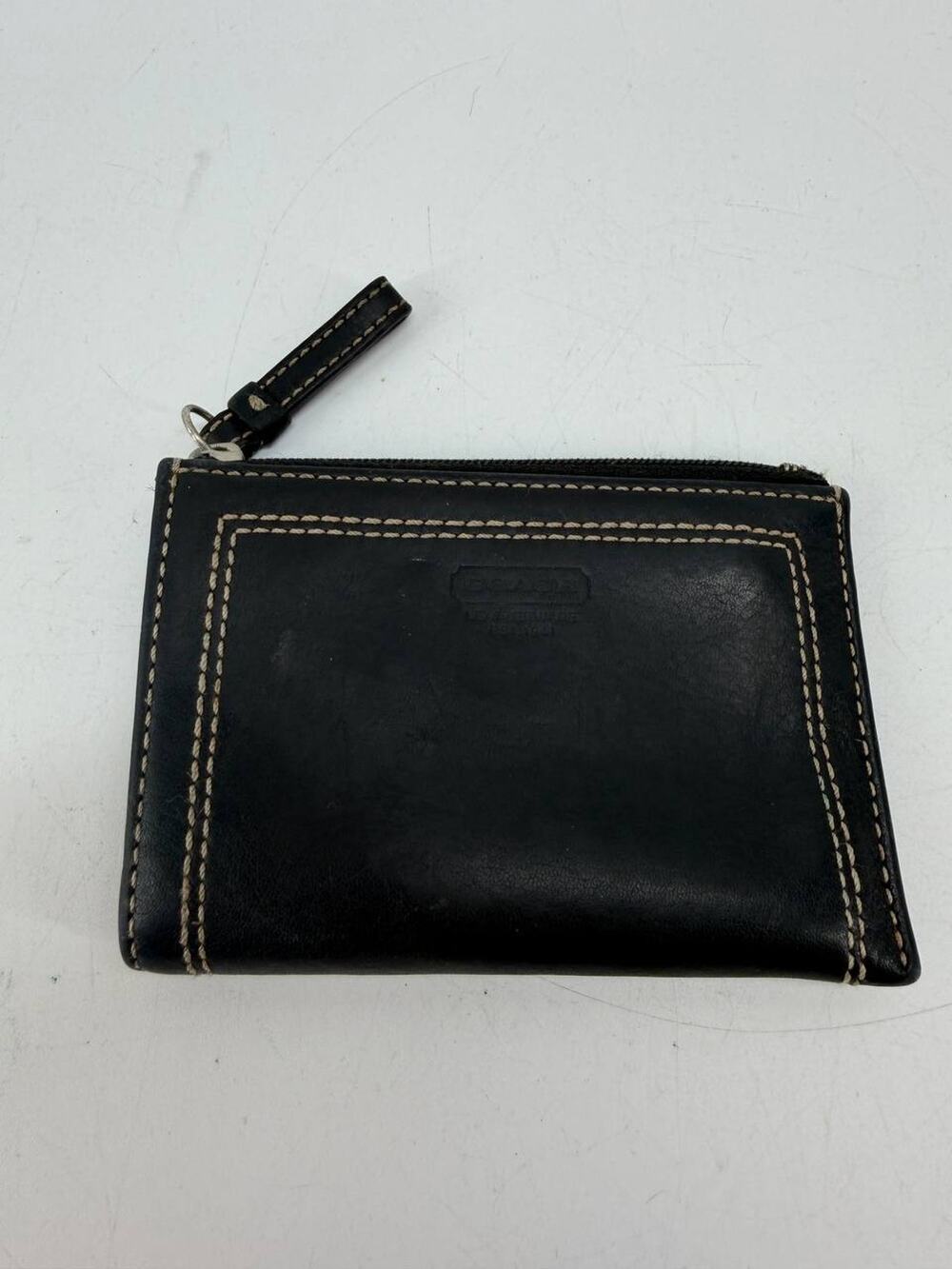 Coach Black Leather Coin Purse Key Pouch Wallet Zip Case Wristlet China
